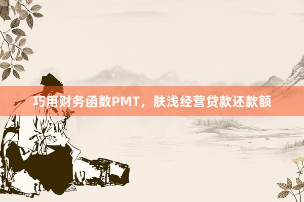 巧用财务函数PMT，肤浅经营贷款还款额